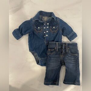Wrangler Denim Onesie and Jeans Baby Outfit 0-3 Month
